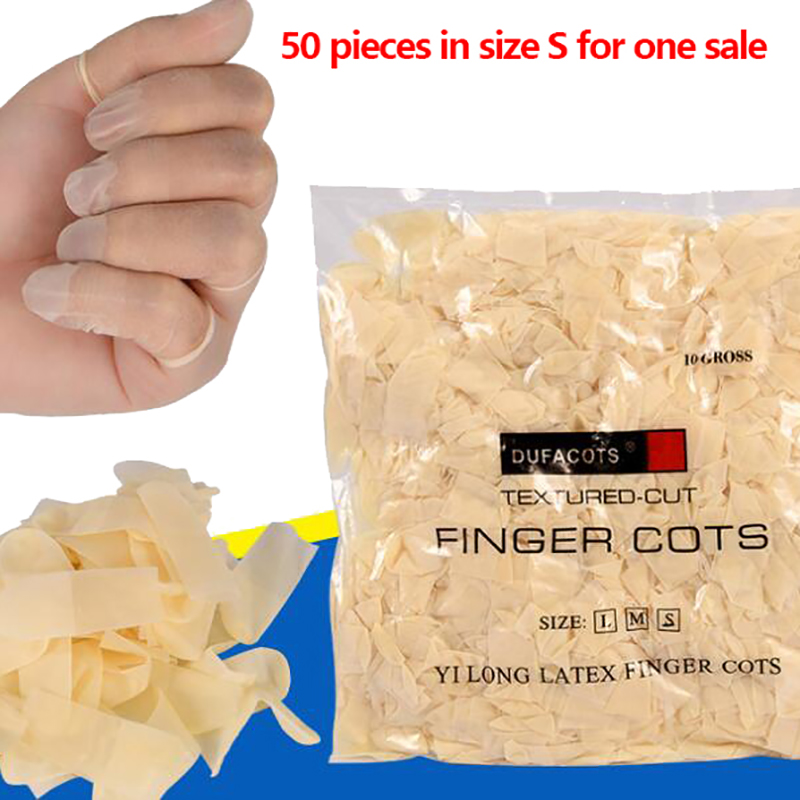 Latex Disposable Glove - 新しい50枚入り使い捨てラテックスフィンガーカバー、滑り止め、帯電防止、指サック、指先保護グローブ、ネイルアートツール