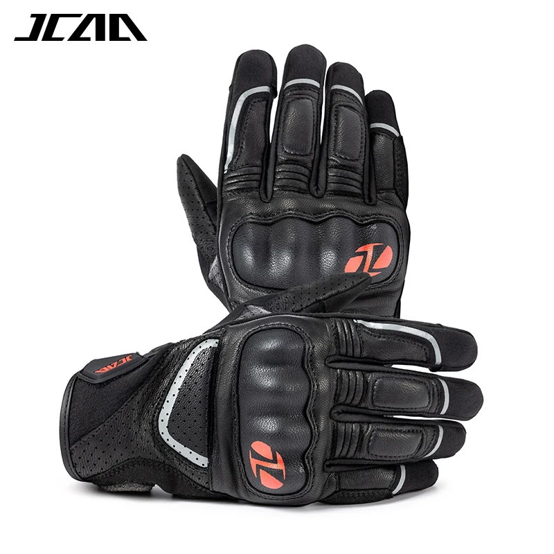 Motorcycle Glove Knuckle - オールシーズン対応バイクグローブ 男女兼用、快適なレザー製、ハードナックル付き、滑り止め、耐衝撃、通気性のあるライディンググローブ