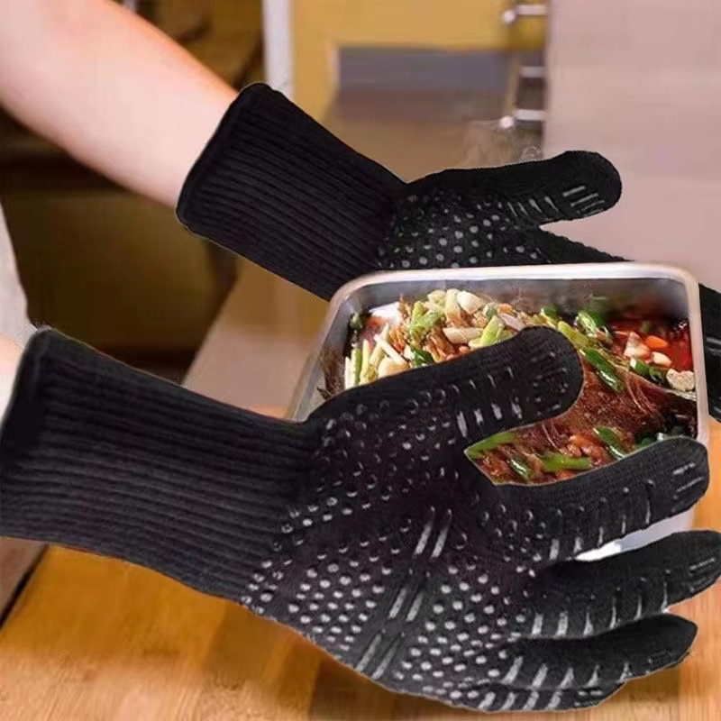 Oven Mitt Silicone - 1組のオーブンミット、耐熱・耐火・滑り止めシリコン製BBQグリルグローブ、料理、バーベキュー、ベーキング用