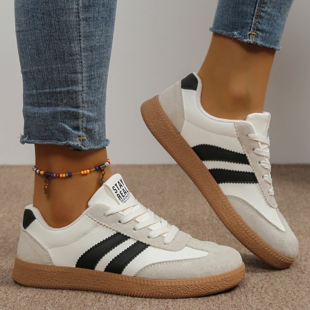 軽量で快適なスニーカー女性のためのファッションストライプレー - Vans Shoes Old Skool のレビューと価格