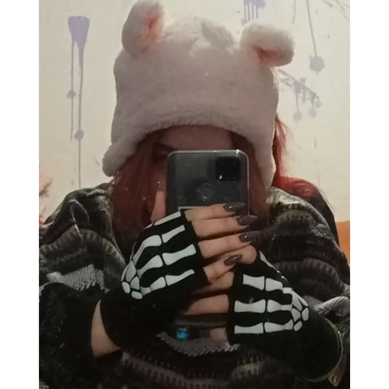 1-10ペア ユニセックス 大人用 ハロウィン スケルトン  - Fingerless Glove Knit のレビューと価格