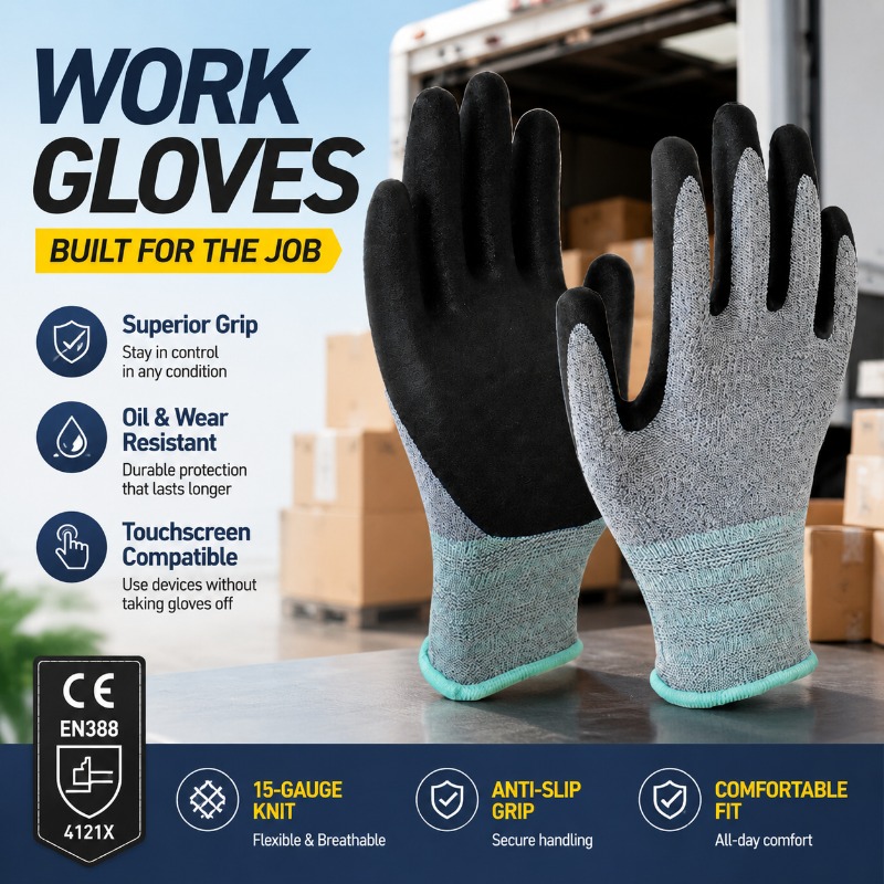 15ゲージポリエステルニトリルコーティング作業用手袋、耐油性 - Nitrile Mechanic Glove のレビューと価格